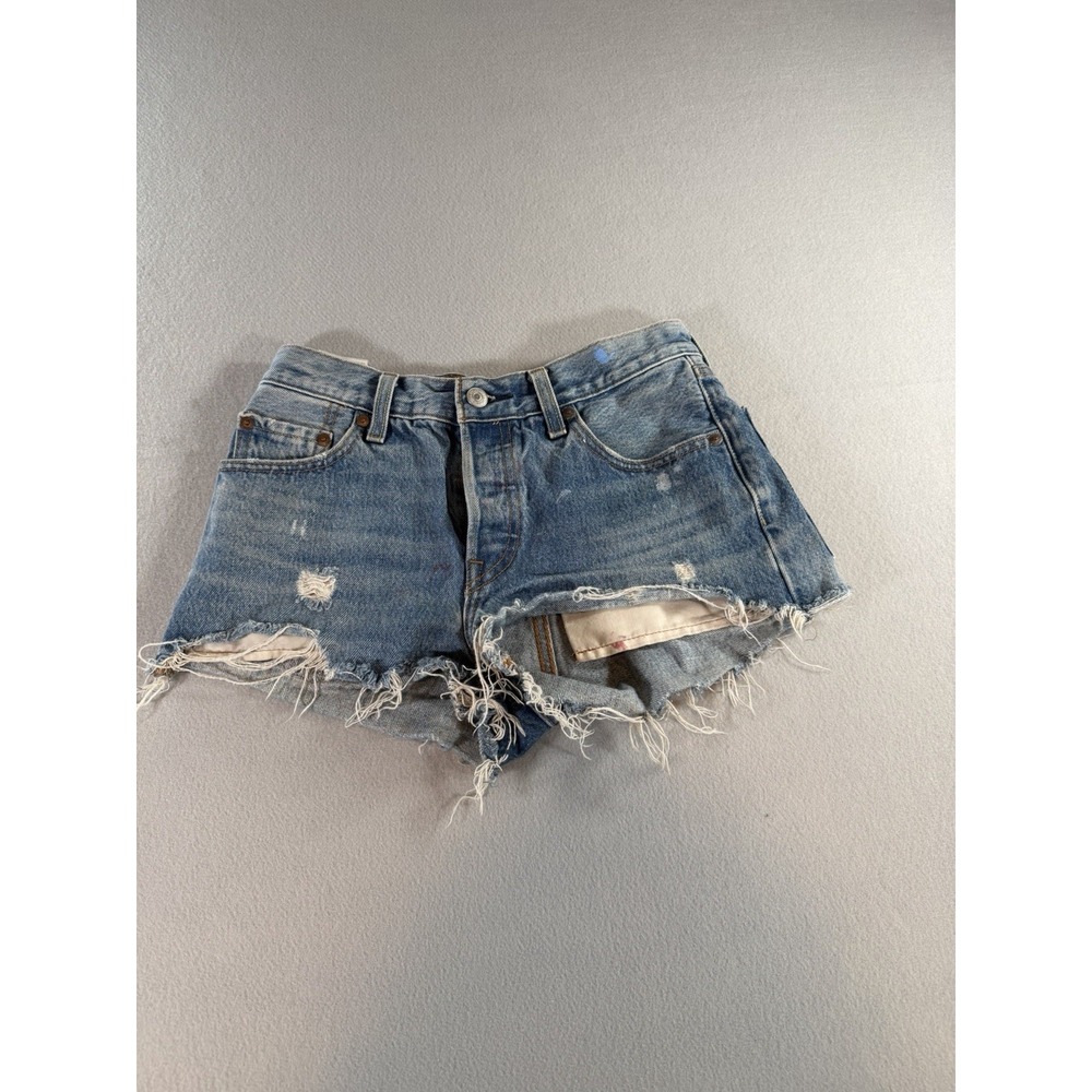 Levi's 501 High Rise Light Wash Cut Off Denim Shorts Blue Women's Size 25